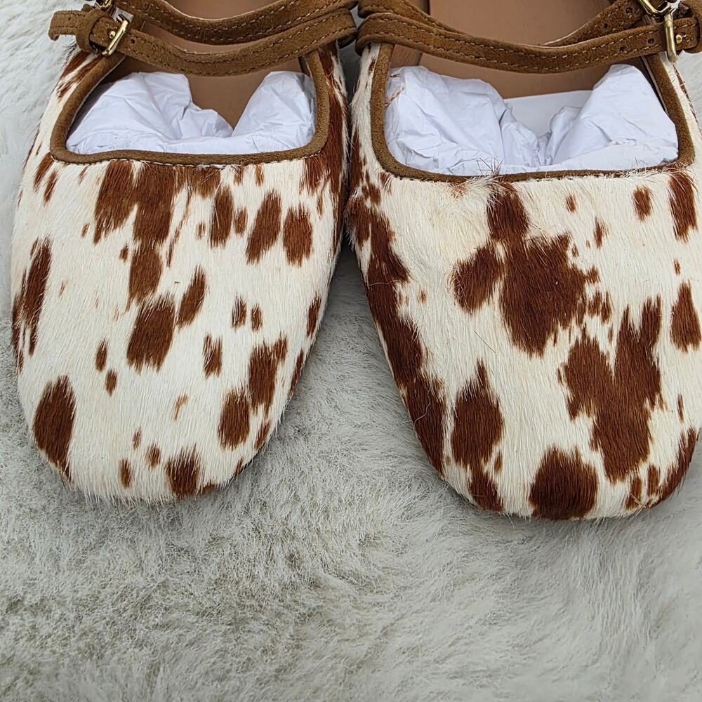 Madewell The Greta Double Strap Ballet Flat Russet Multi Cow Hair Mary Jane 7 - Picture 6 of 12